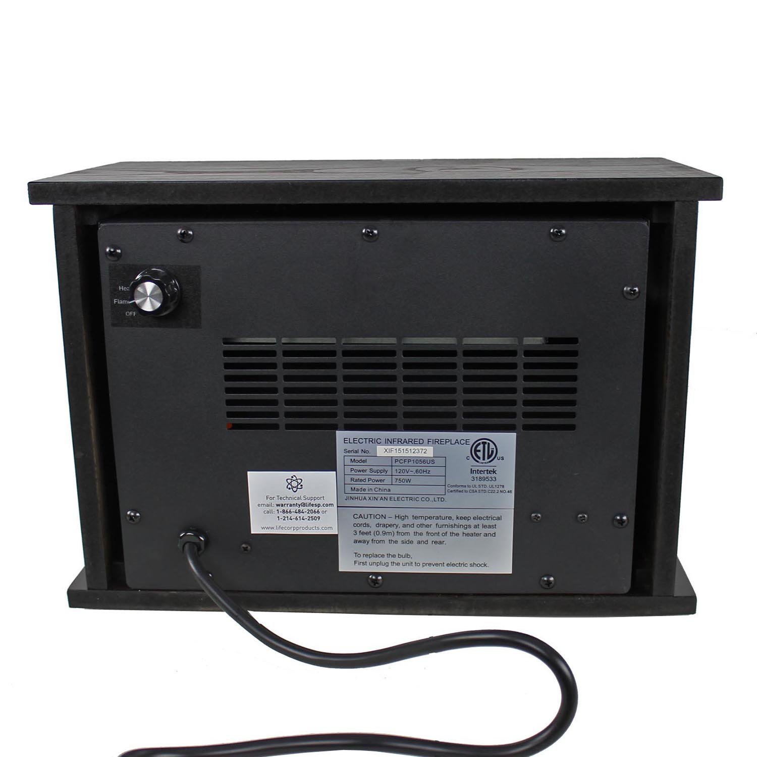 LifePro LSPCFP1056 750W Mini Fireplace Heater, Infrared Quartz, 14