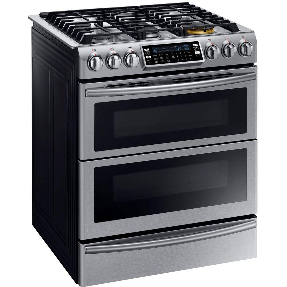Samsung Appliance NY58J9850WS 30" Slidein, DualFuel Range with 5 Gas