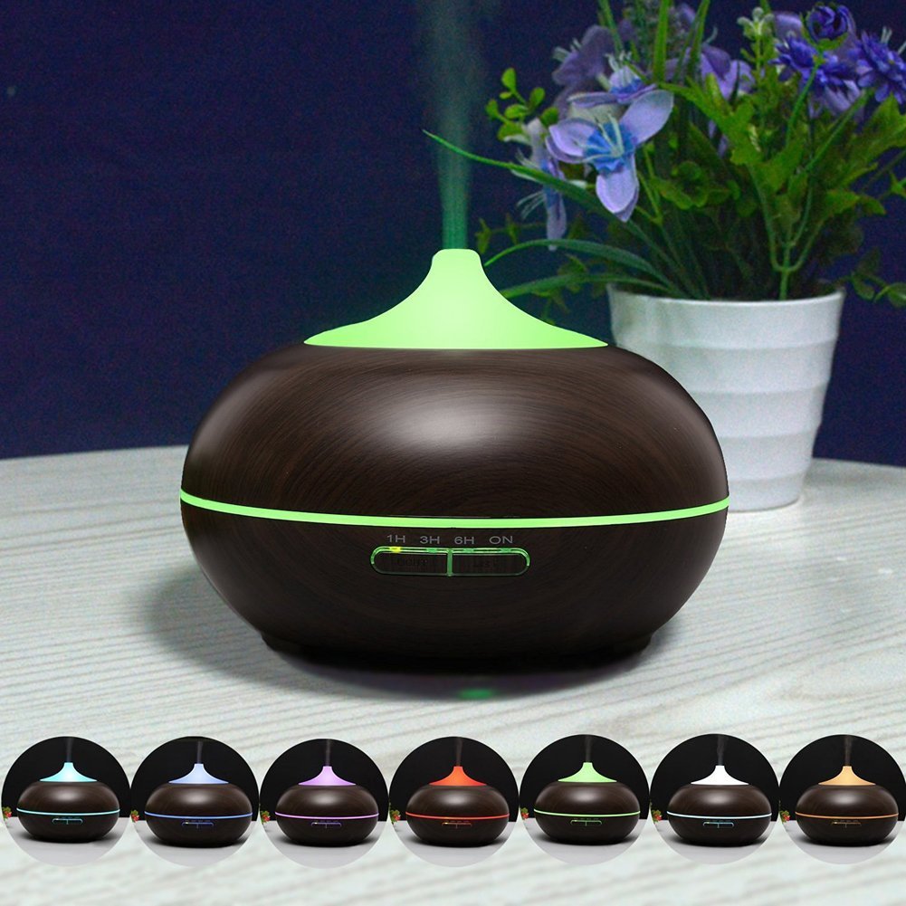 300ml Arom Oil Diffuser,Ultrasonic Cool Mist Humidifier with 7 Colors ...