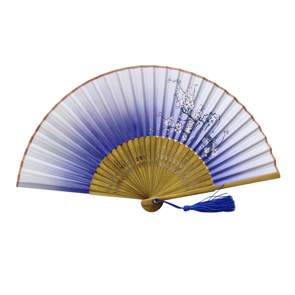 Weixinbuy Chinese Hand Held Fan Silk Flower Bamboo Folding Pocket Fan ...