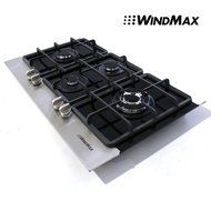 WindMax (R) 36 inch Fashion Design LPG &amp; NG Stainless Steel Tempered Glass Built-in Kitchen 4 Burner Gas Hob Cooktops...