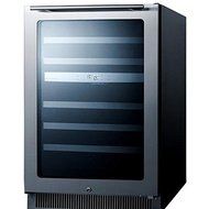 Summit CL24WC2 24" 5.4 cu. ft. Capacity Built-In Wine Cellar with Reversible Door Digital Thermostat White LED... N3