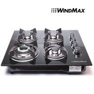 PREMIUM 24" Black Electric Tempered Glass Built-in Kitchen 4 Burner Gas Cooktop N2