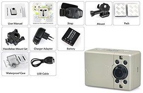 1080p Waterproof Sports Action Camera with 130 Degree Wide Angle Lens - 4x Digital Zoom, 2 Inch Touch Screen N2