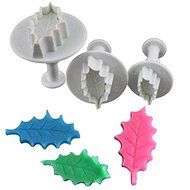 Generic 3pcs Baking Tool Cake Decorating Fondant Holly Leaf Mould Plunger Cutter Mold