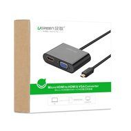 Ugreen Active Micro HDMI to HDMI VGA Video Converter Adapter with 3.5mm Audio Jack and Micro-USB Power for Ultrabooks... N14
