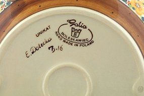 Polish Pottery Bowl with Handles 10-inch UNIKAT N5