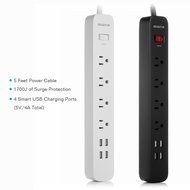 2-Pack ISELECTOR 4-Outlet Surge Protector Power Strip with 4 USB Charging Ports N3