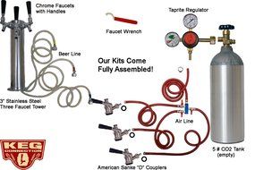 3 Faucet Refrigerator Keg Kit, Premium