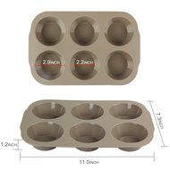 Yilove 6 Cup Silicone Muffin Pan,Set of 2 (Coffee brown and Lemon green) N8