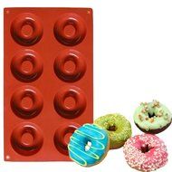 Set of 2 - Chichic 8 Cavity Silicone Donut Pan, Muffin Cups, Cake Baking Ring, Biscuit Mold N5
