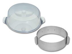 CHG 9856VF-07 3-Piece Cake Baking Set Cake Platter 30 cm Shatter-Proof Lid H 11 cm Cake Ring Fully Adjustable... N5