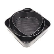 3 Springform Cake Pan Baking Bake Tray Tins Heart Square Round N6