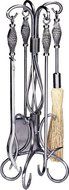 Uniflame, F-1606, 5pc Pewter Wrought Iron Fireset with Birdcage Handle