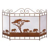 GHP Iron/Sheet Metal Wild Savannah Elephant Fireplace Screen Decoration N2