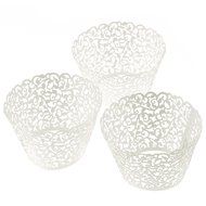 NUOLUX 120pcs Vine Filigree Lace Cupcake Wrapper Wraps Liner for Wedding Party (White)