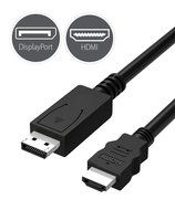 Fosmon 6FT DisplayPort (Male) to HDMI (Male) 6 ft Cable for PCs to an HDTV, monitor, or projector with HDMI port... N2