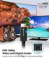 Fosmon 6FT DisplayPort (Male) to HDMI (Male) 6 ft Cable for PCs to an HDTV, monitor, or projector with HDMI port... N3