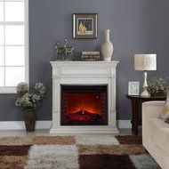Duluth Forge Full Size Electric Fireplace - Remote Control, Antique White Finish