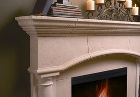Kington Thin Cast Stone Adustable Fireplace Mantel Kit - Complete Kit includes hearth and adjustable interior...