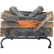 20" Natural Wood Electric Crackle Log with Grate, Goes Into Any Fireplace