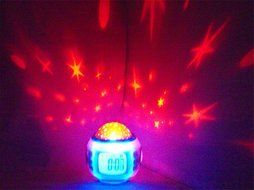 Surborder Shop Color Change Starry Night Projection Music Digital Alarm Clock with Backlight Led Nigh Light Calendar... N3