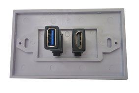 Lemeng Gold Plated HDMI USB3.0 Component Composite Audio Video Wall Face Plate Panel-White