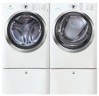 Electrolux Laundry Bundle | Electrolux EIFLS60JIW Washer &amp; Electrolux EIMGD60JIW Gas Dryer w/Pedestals - White