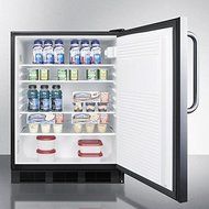 Summit Appliances FF7BBISSTB 24 Inch Wide Towel Bar Handle All-Refrigerator With Auto Defrost - Black And Stainless N4