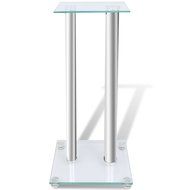 vidaXL 2 pcs Glass Speaker Stand (Each with Silver Pillars) N2