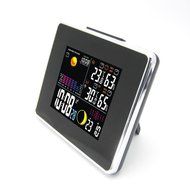 Wireless RF Weather Station Black with LED Backlight Indoor Outdoor Temperature Humidity Barometer Digital Clock