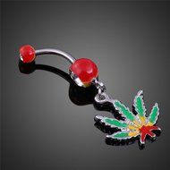 BleuMoo Leaf Belly navel button rings body piercing beauty accessories belly ring (Colorful)