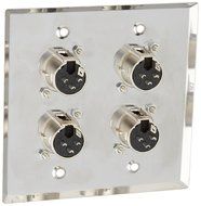 Seismic Audio SA-PLATE31 Stainless Steel Wall Plate 2 Gang with 4 XLR Male Connectors for Cable Installation