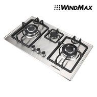 Windmax 28 In. Stainless Steel 3 Burner Built-In Stove NG Gas Cooktop Cooker N2