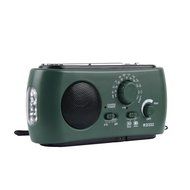 Qooltek Portable Dynamo Emergency Solar Hand Crank Self Powered AM/FM Radio 3 LED Flashlight with Cables(Green)