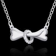 Dog Bone Pendant Women's Crystal Necklace 925 Silver Plated New Fashion Jewelry