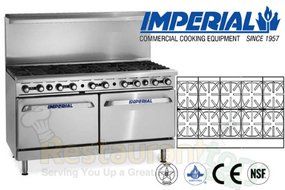 Imperial Commercial Restaurant Range 60&quot; With 10 Burners Standard Oven/Cabinet Base Propane Ir-10-Xb