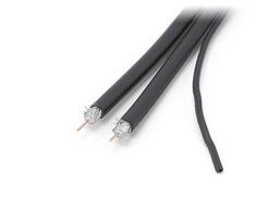 75ft Dual RG6 Coax 18AWG Coaxial Cable With Attached Ground Wire, High Quality Compression Connectors, Black N3