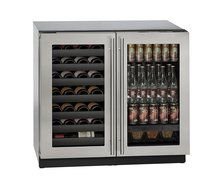 U-Line U3036BVWCS00A Built-in Beverage Center and Wine Storage, 36", Stainless Steel