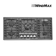WindMax&reg; Brand Design 34" Black Titanium Stainless Steel Built-in 5 Burner Stoves Oven LPG/NG Gas Hob Cooktop N2