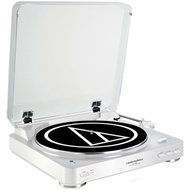 Audio-Technica Fully Automatic Wireless Belt-Drive Stereo Turntable - White (AT-LP60WH-BT)with RCA D4+ Vinyl Record...