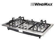 Windmax 28 In. Stainless Steel 3 Burner Built-In Stove NG Gas Cooktop Cooker N3