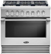 DCS RDV2366L 36" Professional Series Dual Fuel Freestanding Range with 6 Burners, Sealed Burner, None Drawer,... N2