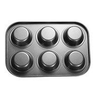 6 Holes Non-Stick Stainless Steel Muffin Cake Baking Pan Cookies Tray N5