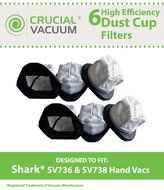 6 Shark XSB726N Washable Dust Cup Filter For Shark Hand Vac Models; SV736, SV748, SV738, SV719, SV70, SV90, SV728... N3