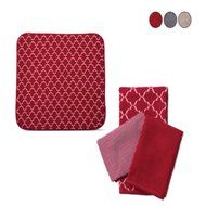Silicone Cake Pan Crofton Red with Red Kitchen Dish Fast Drying Mat Bundle N3