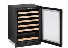U-Line U1224WCS13B 24" Wine Captain 1000 Series Built-In Wine Cooler with 48 Bottle Capacity, in Stainless Steel
