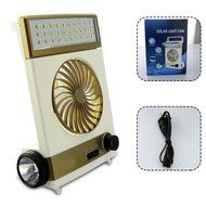 3 in 1 Multi-functional Solar Cooling Table Fans with Eye-Care LED Table Lamp Flashlight Torch Solar Panel Adaptor... N10