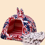 KAKA(TM) Pets Cute Warm Soft Canvas Fold Bed Dogs Cats Sleeping House Owl Pattern Thick Mat L N2