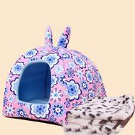 KAKA(TM) Pets Cute Warm Soft Canvas Fold Bed Dogs Cats Sleeping House Owl Pattern Thick Mat L N3